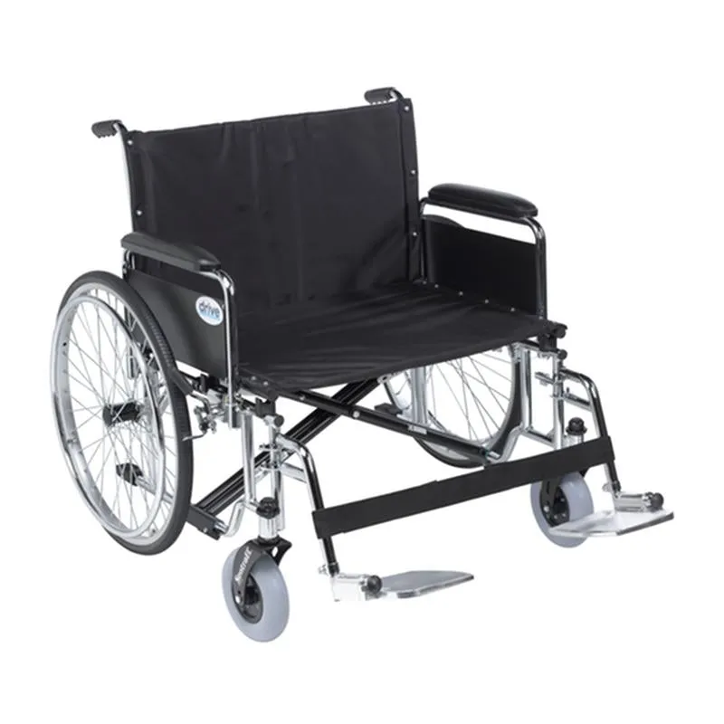 Sentra EC Heavy Duty Extra Wide Wheelchair, Detachable Full Arms, Swing away Footrests, 28" Seat - 1 Each