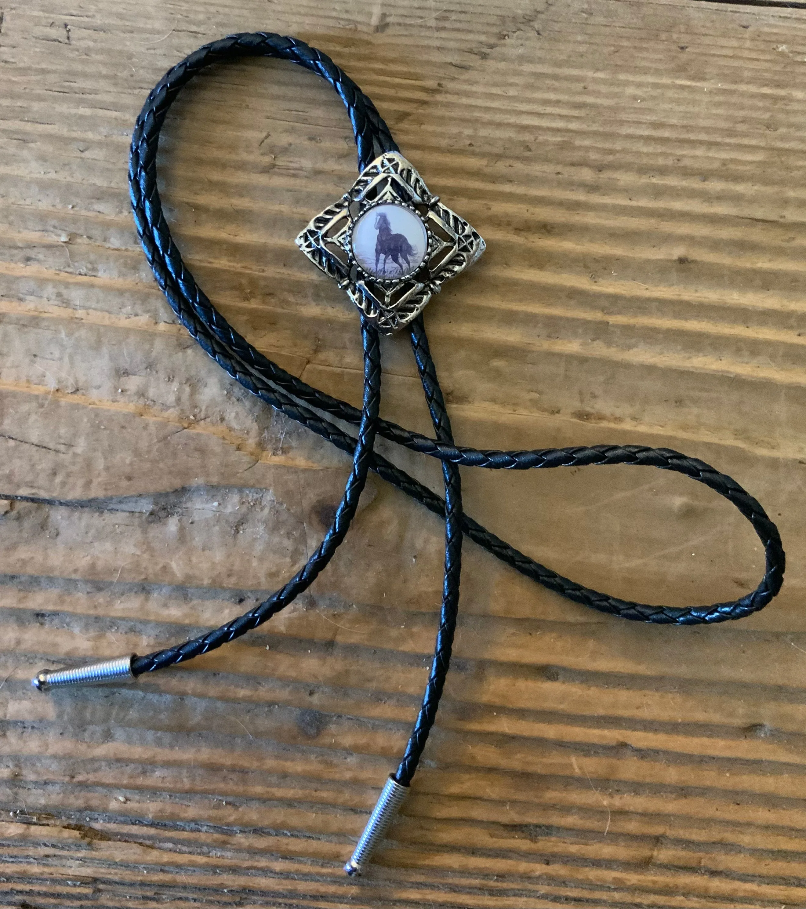 Sepia Horse in Engraved Frame Bolo Tie