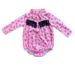 Shea Baby Onesie Grey Boots with Pearl Snaps