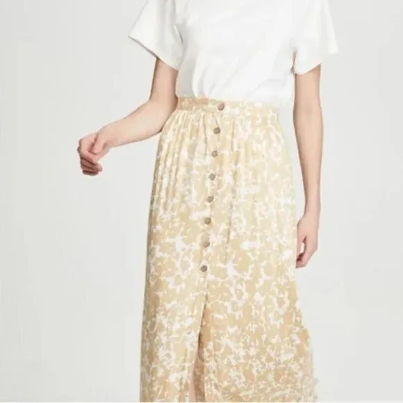 Shopbop Knot Sisters Skirt XS Flora Button Maxi White/Mustard Printed Spring