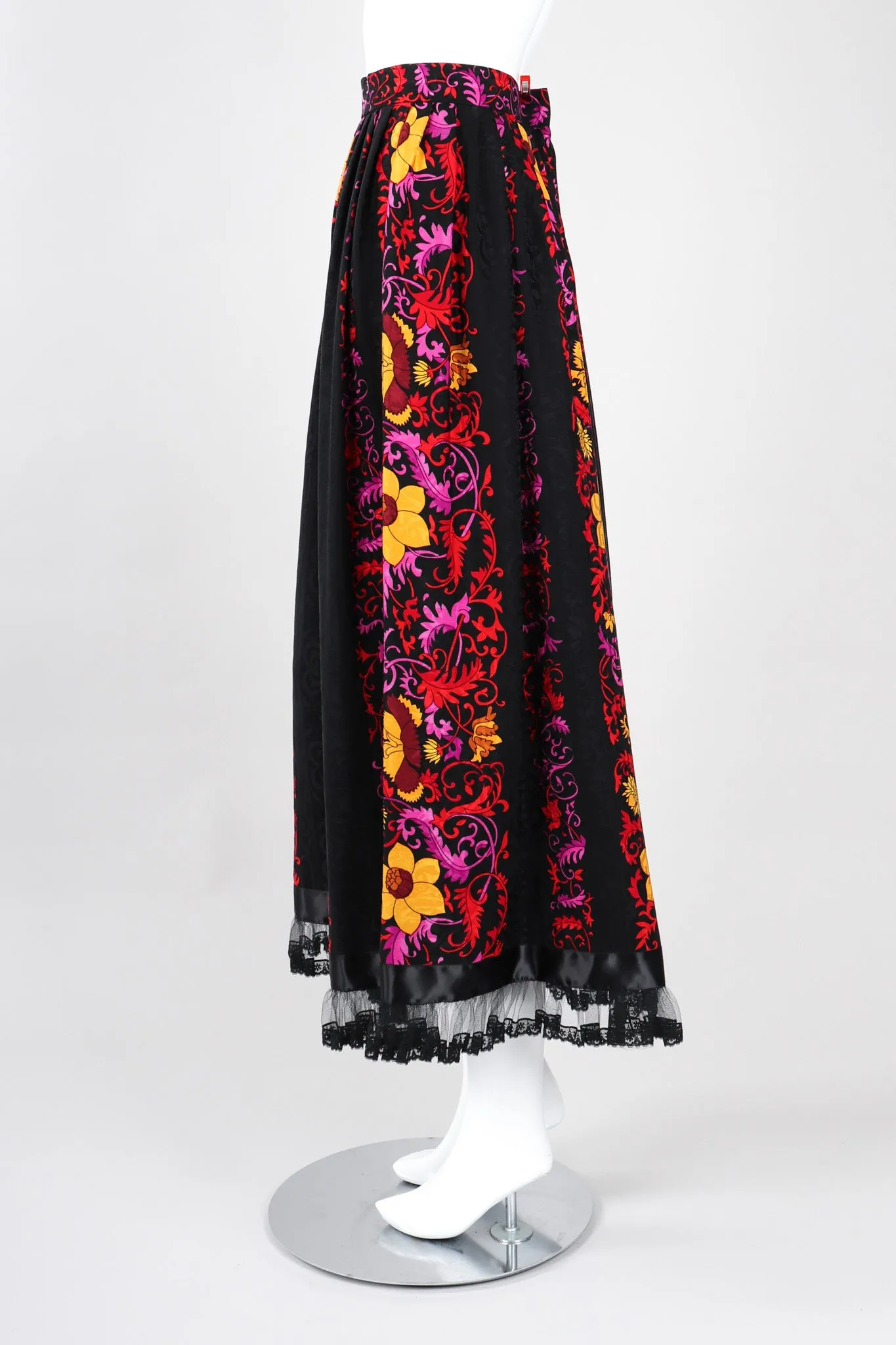 Silk Ruffle Hem Skirt