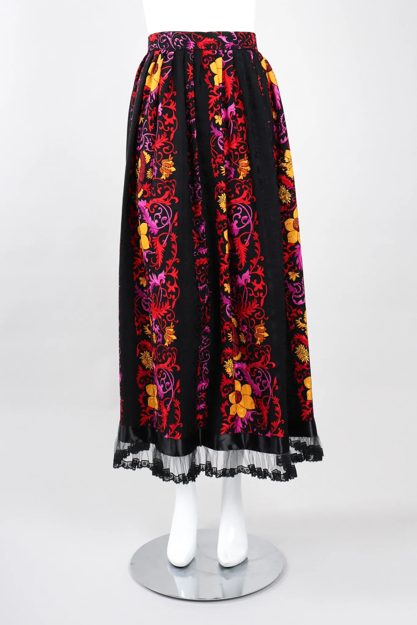 Silk Ruffle Hem Skirt