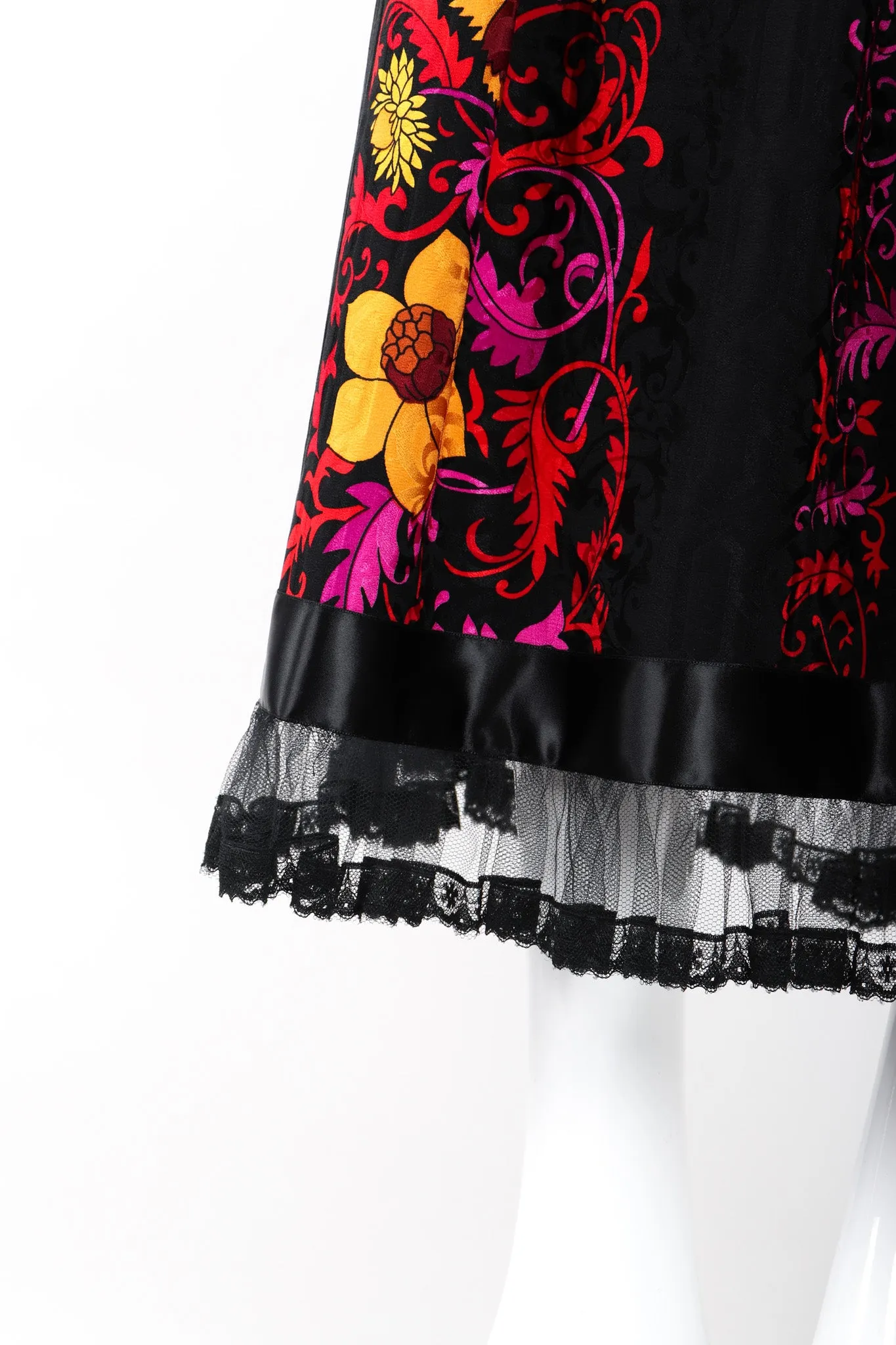 Silk Ruffle Hem Skirt