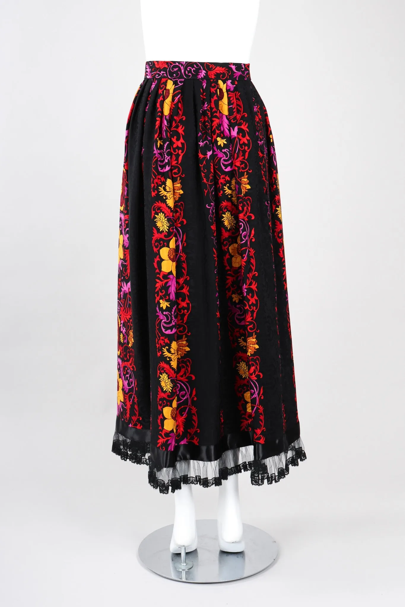 Silk Ruffle Hem Skirt