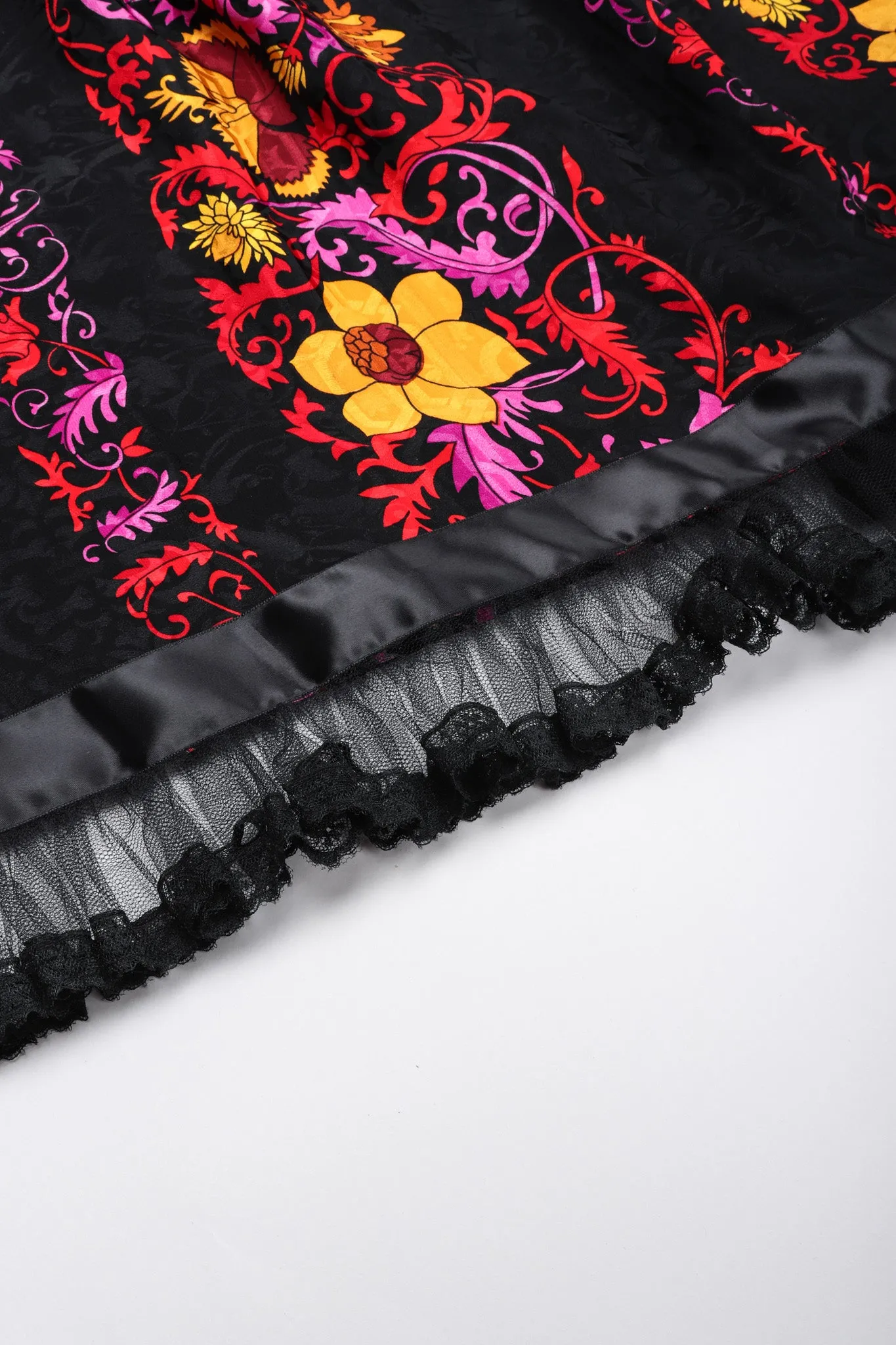 Silk Ruffle Hem Skirt