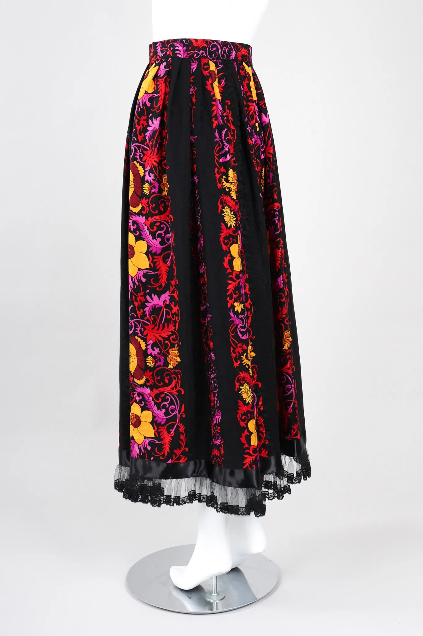 Silk Ruffle Hem Skirt