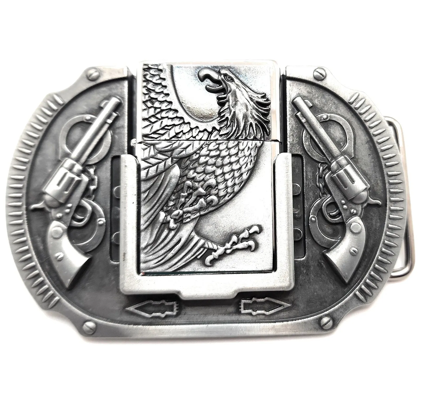 Silver Eagle Revolvers Lighter Belt Buckle / Eagle Guns Lighter Belt Buckle