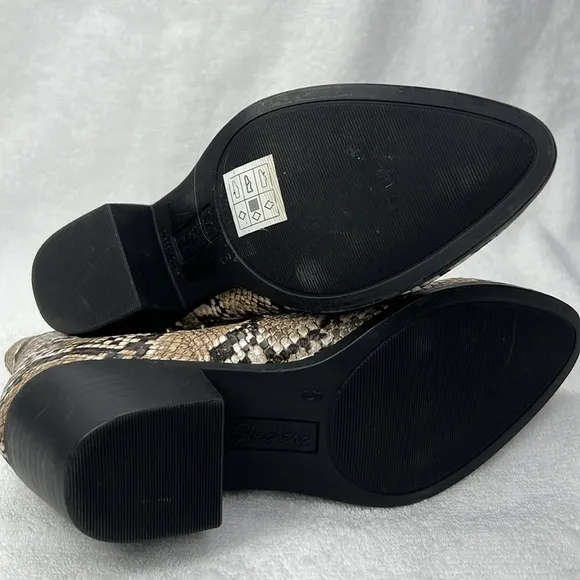 Skechers, snake/animal print booties