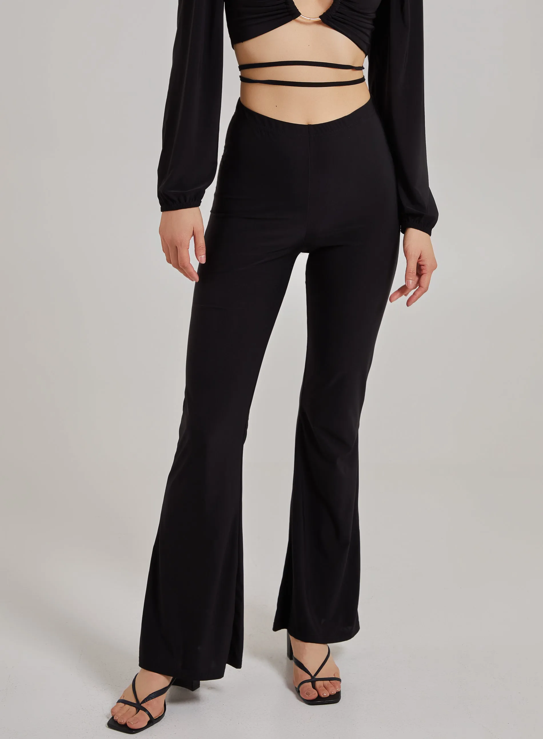 Slinky Trousers Back Flare Trousers