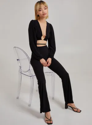 Slinky Trousers Back Flare Trousers