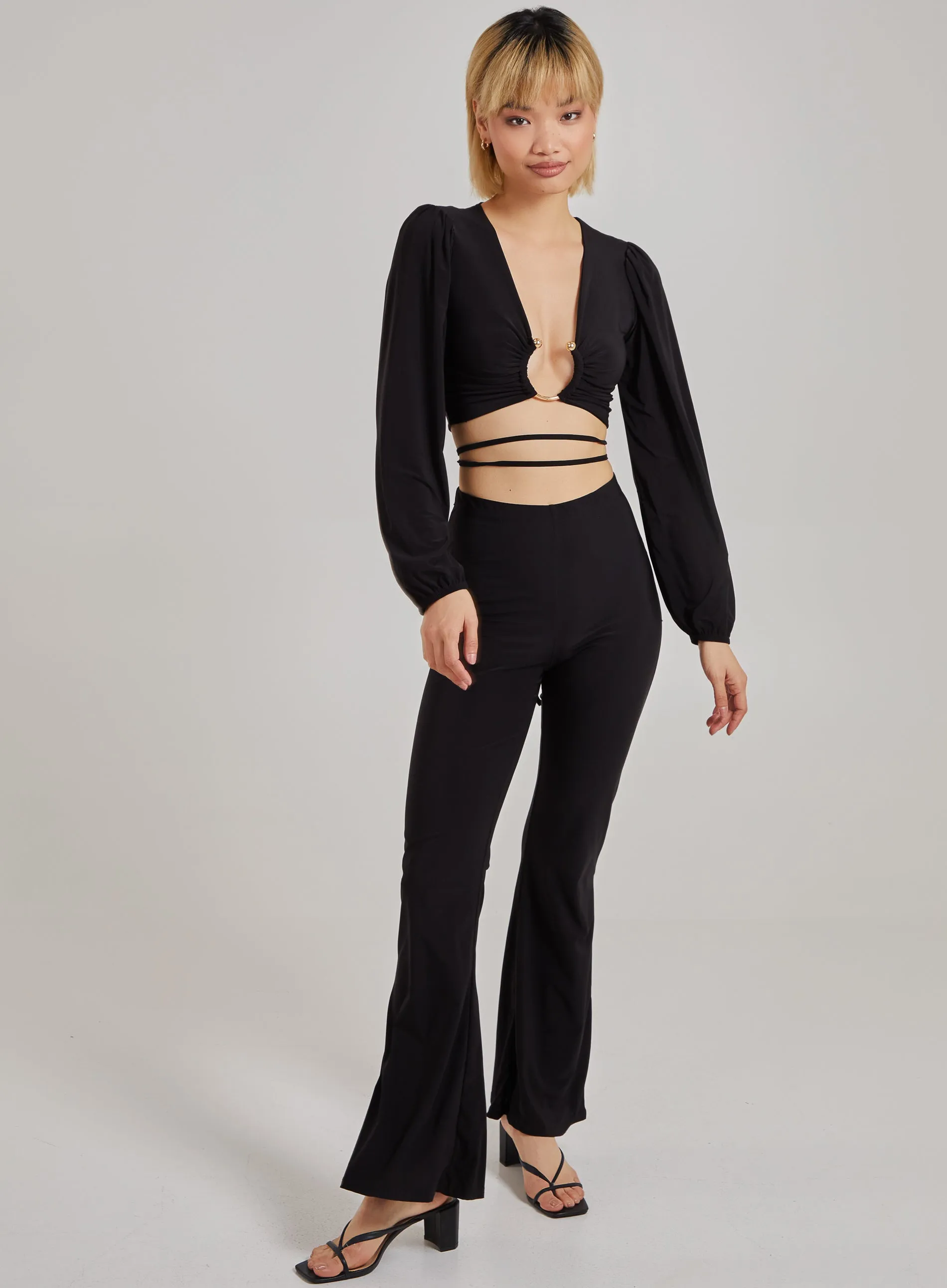 Slinky Trousers Back Flare Trousers