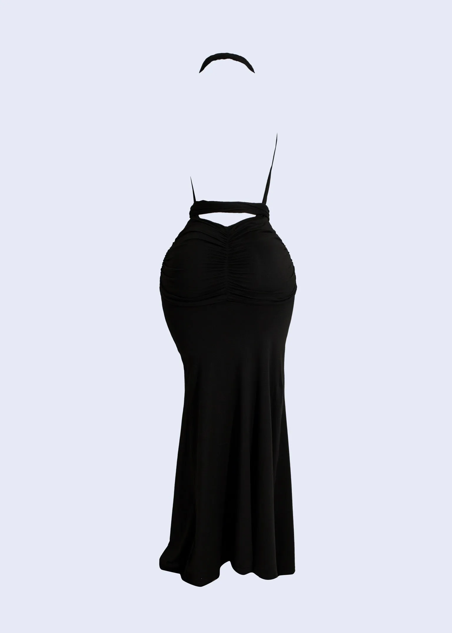 Solstice Elegance Ruched Maxi Dress Black
