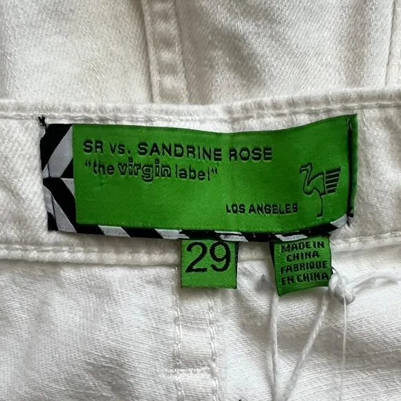 SR vs Sandrine Rose The Virgin Label Shorts White Denim Cutoff Size 29 NWT