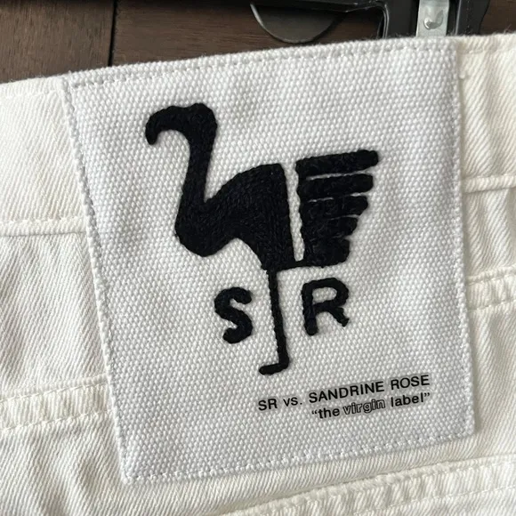 SR vs Sandrine Rose The Virgin Label Shorts White Denim Cutoff Size 29 NWT