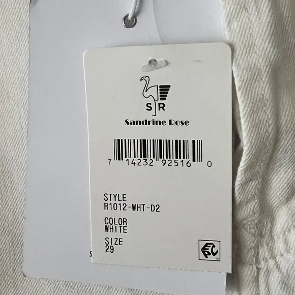 SR vs Sandrine Rose The Virgin Label Shorts White Denim Cutoff Size 29 NWT