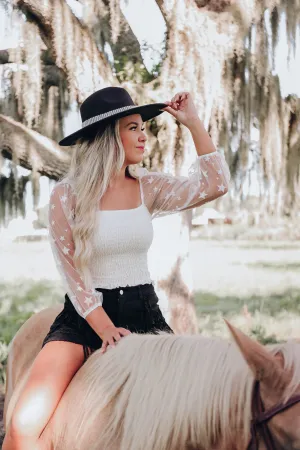 Star Smocked Crop Top - Ivory
