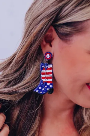 Stars & Stripes Cowboy Boot Beaded Earrings