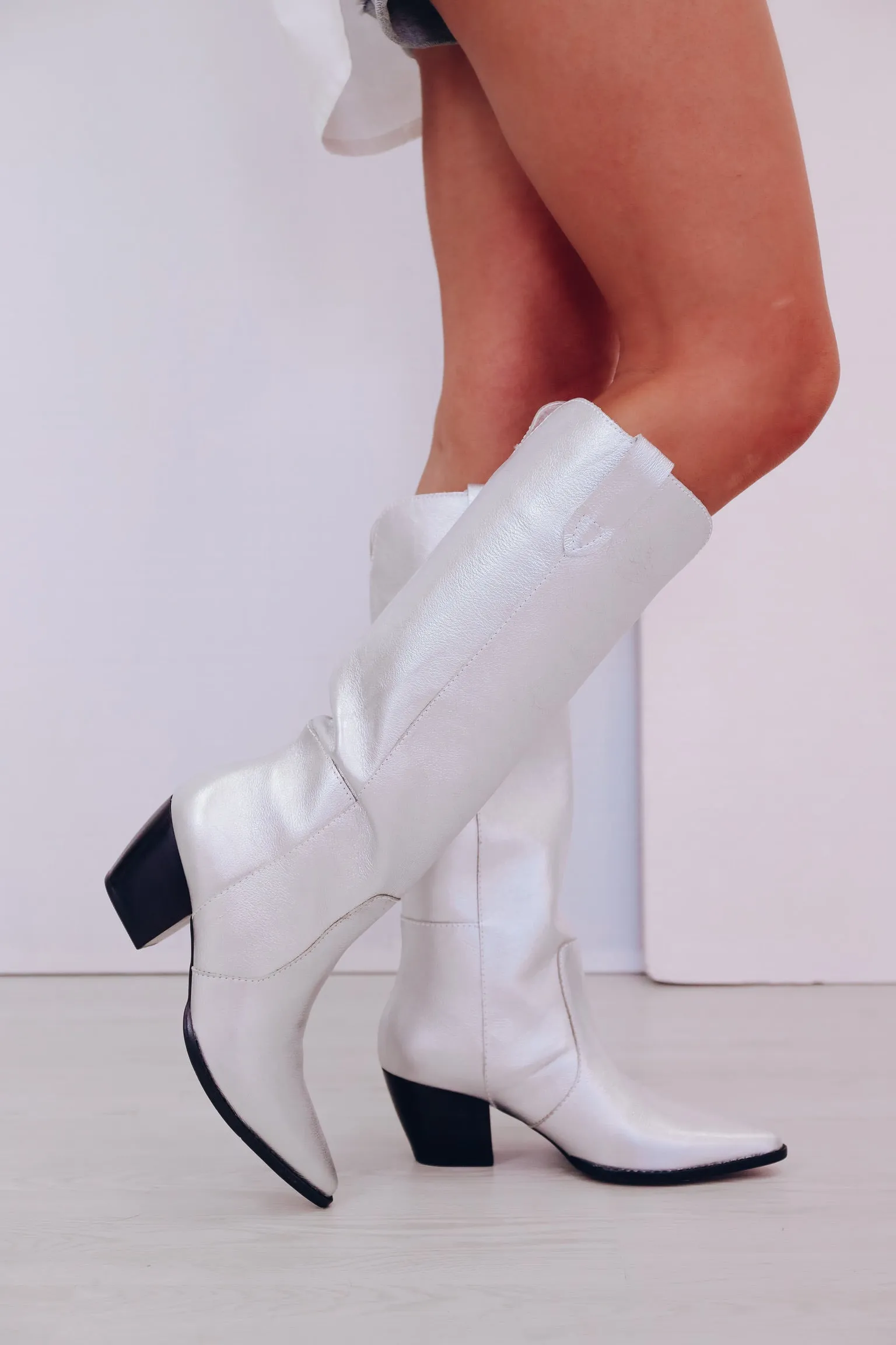 Stella Silver Western Boots