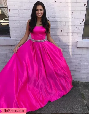 Strapless Long Formal Gown Prom Dresses Pageant Dresses Elegant Satin Ballgown