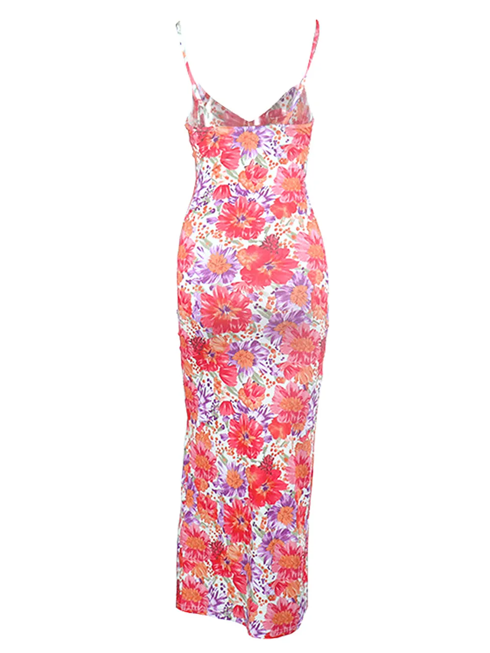 Strappy Sleeveless Floral Midi Bodycon Dress HB00650