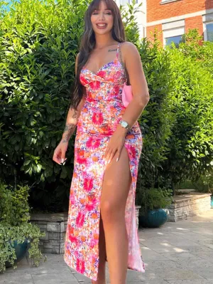 Strappy Sleeveless Floral Midi Bodycon Dress HB00650