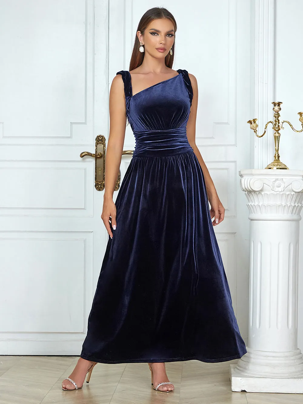 Strappy Sleeveless Plain Maxi Bodycon Dress HB03510