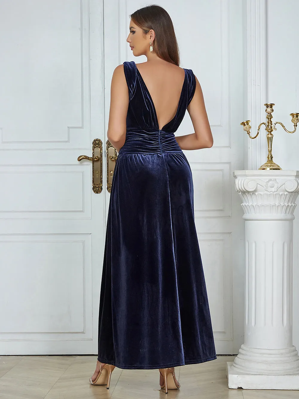 Strappy Sleeveless Plain Maxi Bodycon Dress HB03510