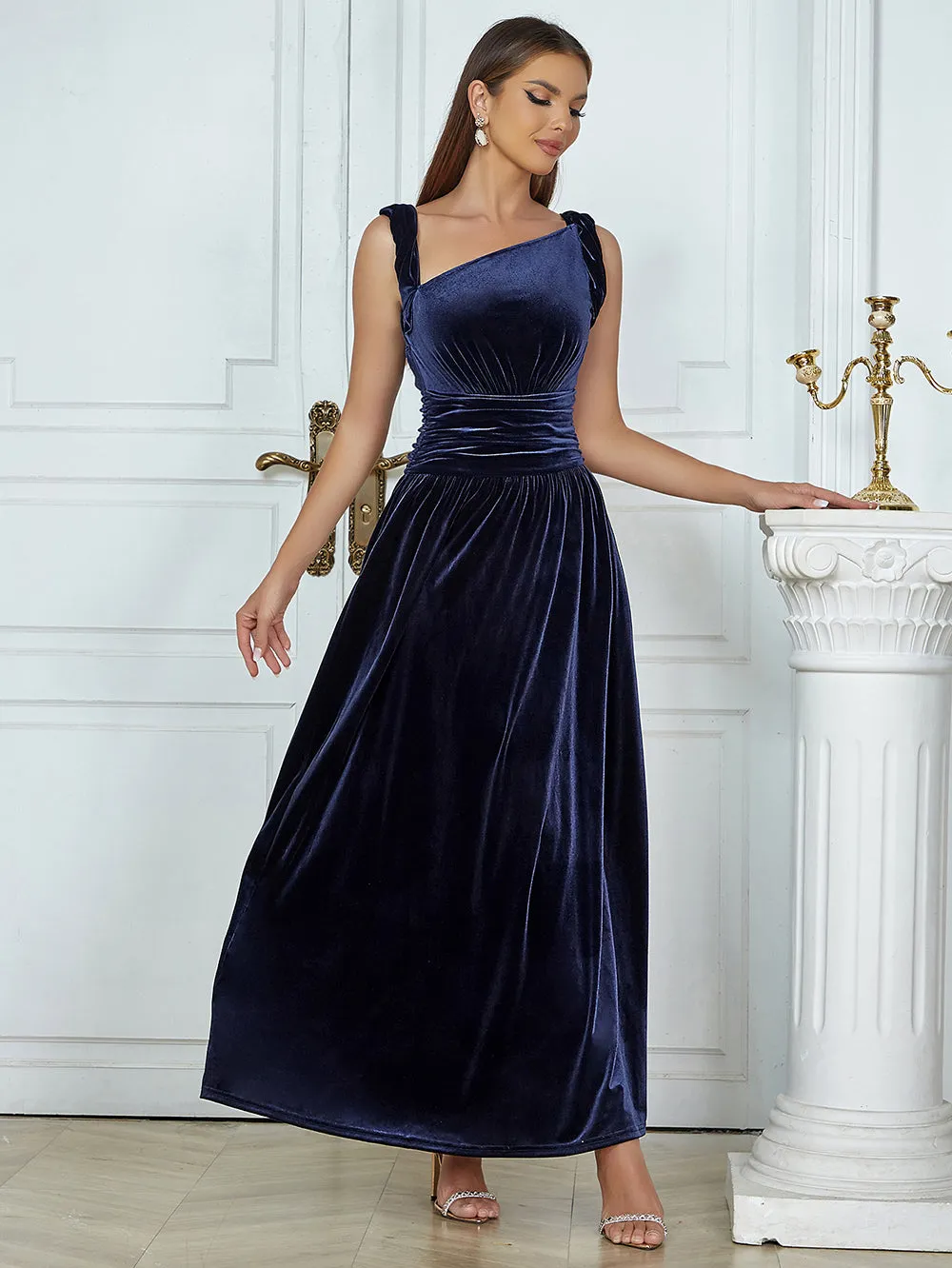 Strappy Sleeveless Plain Maxi Bodycon Dress HB03510