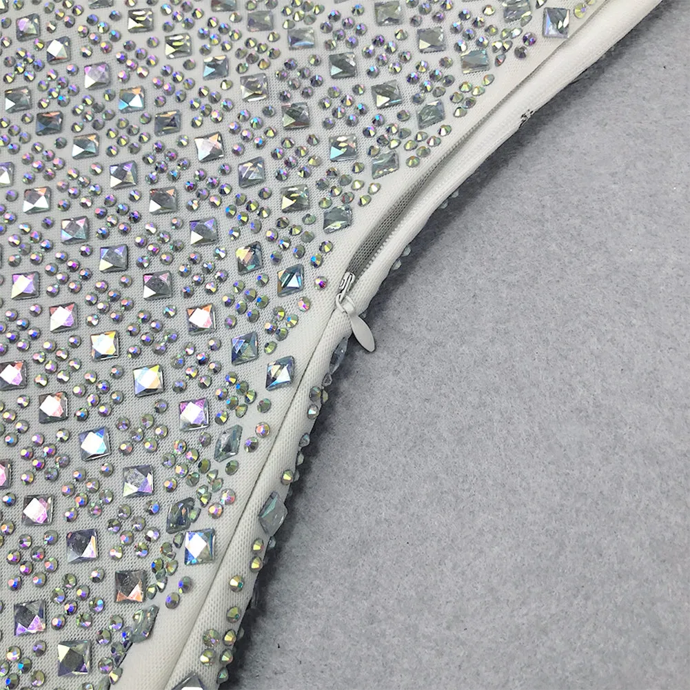 Strappy Sleeveless Rhinestone Maxi Bodycon Dress HL9572