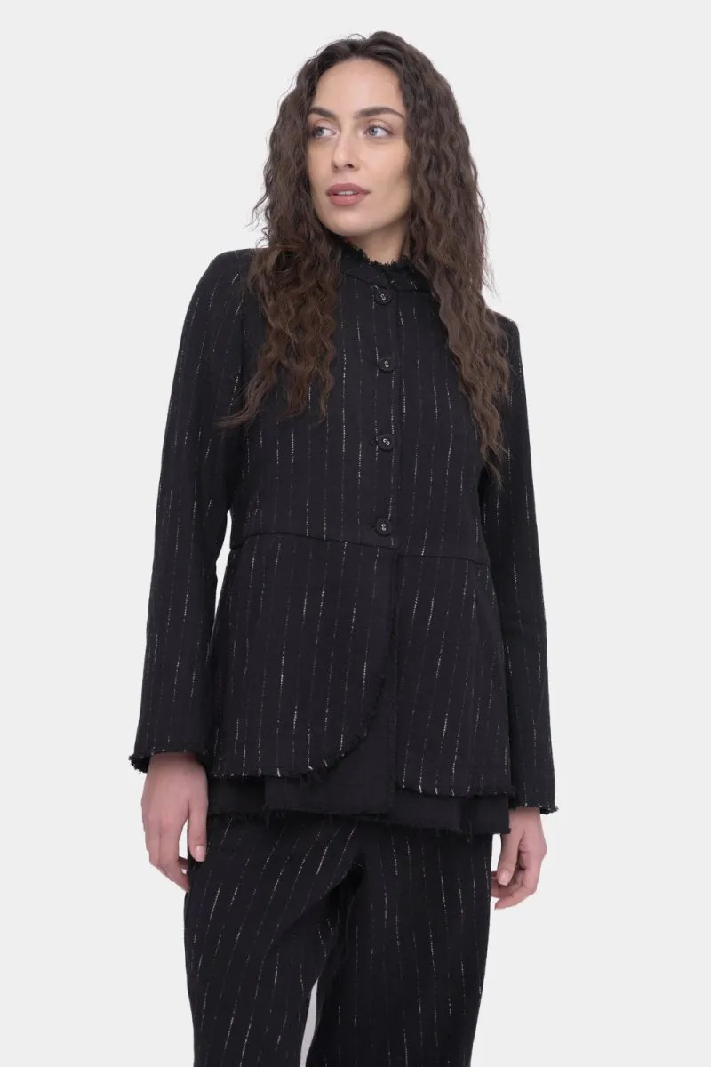 Striped Buttoned Long Sleeve Jacket