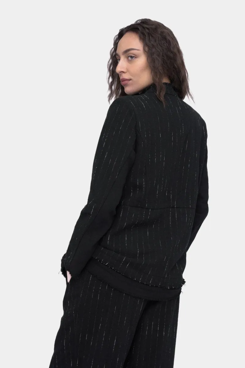Striped Buttoned Long Sleeve Jacket