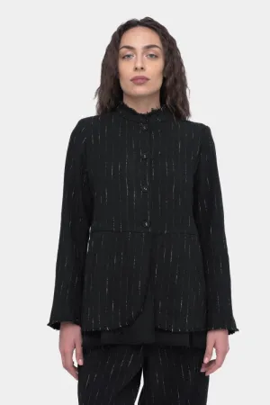 Striped Buttoned Long Sleeve Jacket