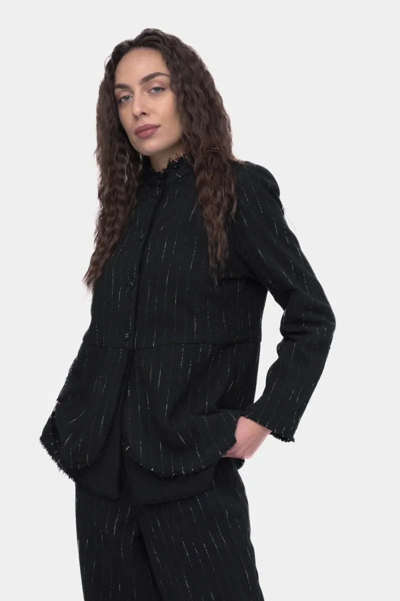 Striped Buttoned Long Sleeve Jacket