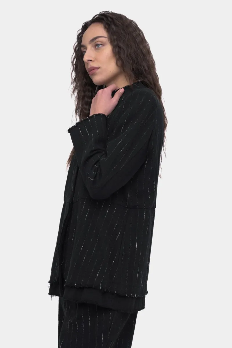 Striped Buttoned Long Sleeve Jacket