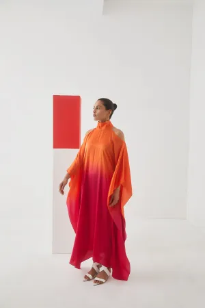 Studio Rigu Kemskaya Leheriya Organza Cape (Yellow/Blue/Dark Blue Ombre)  Vegan Silk Arcadia Collection