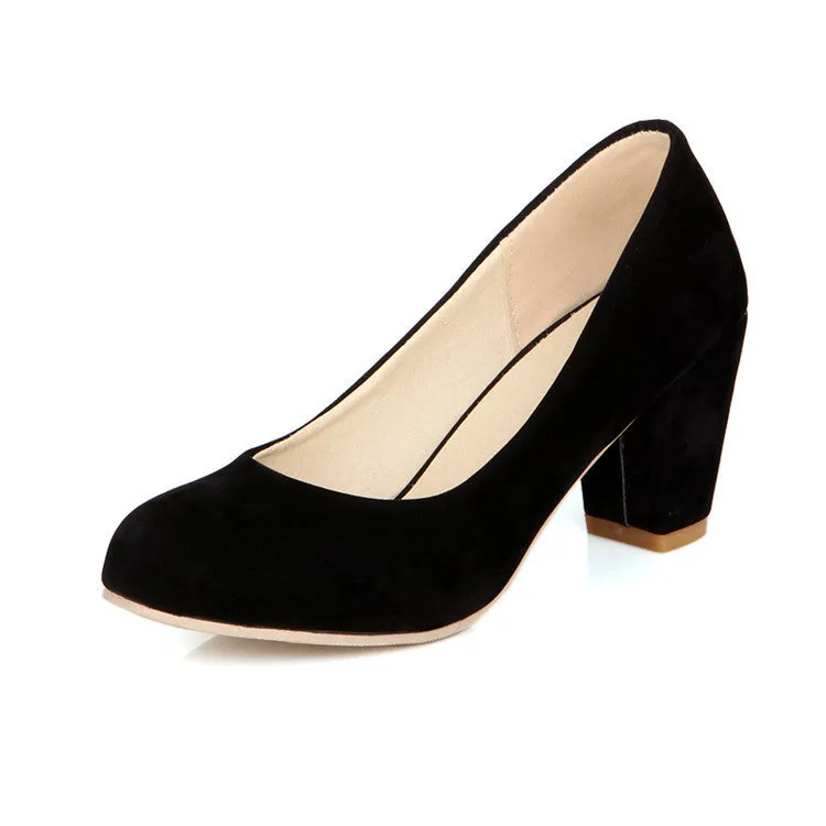 Suede Women Mid Chunky Heels Shoes 5321