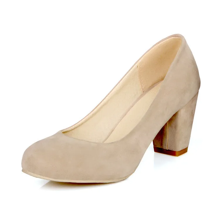 Suede Women Mid Chunky Heels Shoes 5321