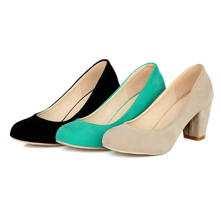 Suede Women Mid Chunky Heels Shoes 5321