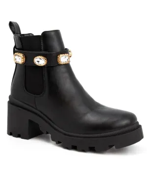 Sugar Favorite Mid Calf Chunky Heel Lace Up Fashion Boots Favorite Black 9.5M