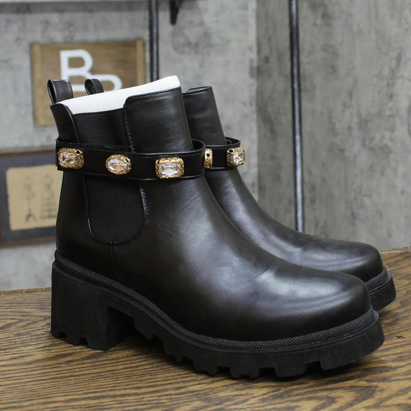 Sugar Favorite Mid Calf Chunky Heel Lace Up Fashion Boots Favorite Black 9.5M