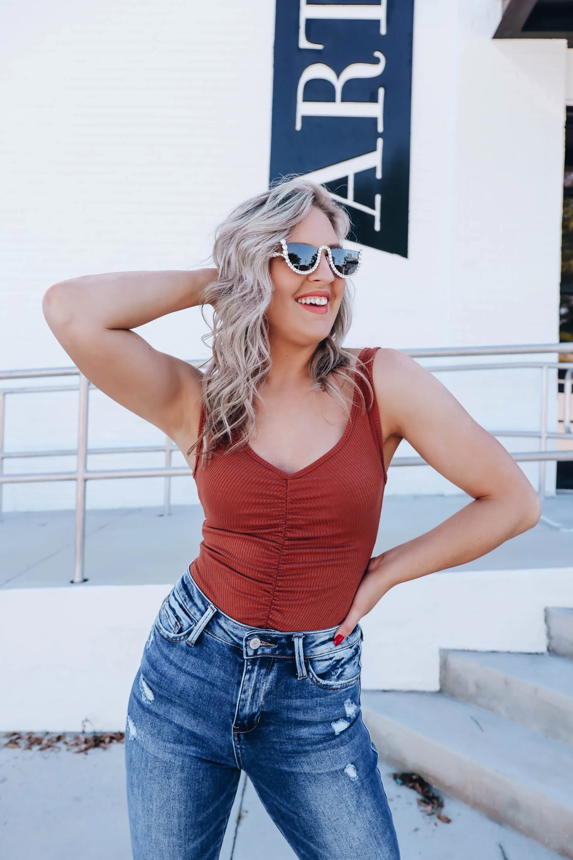 Tamala Ruched Bodysuit - Rust
