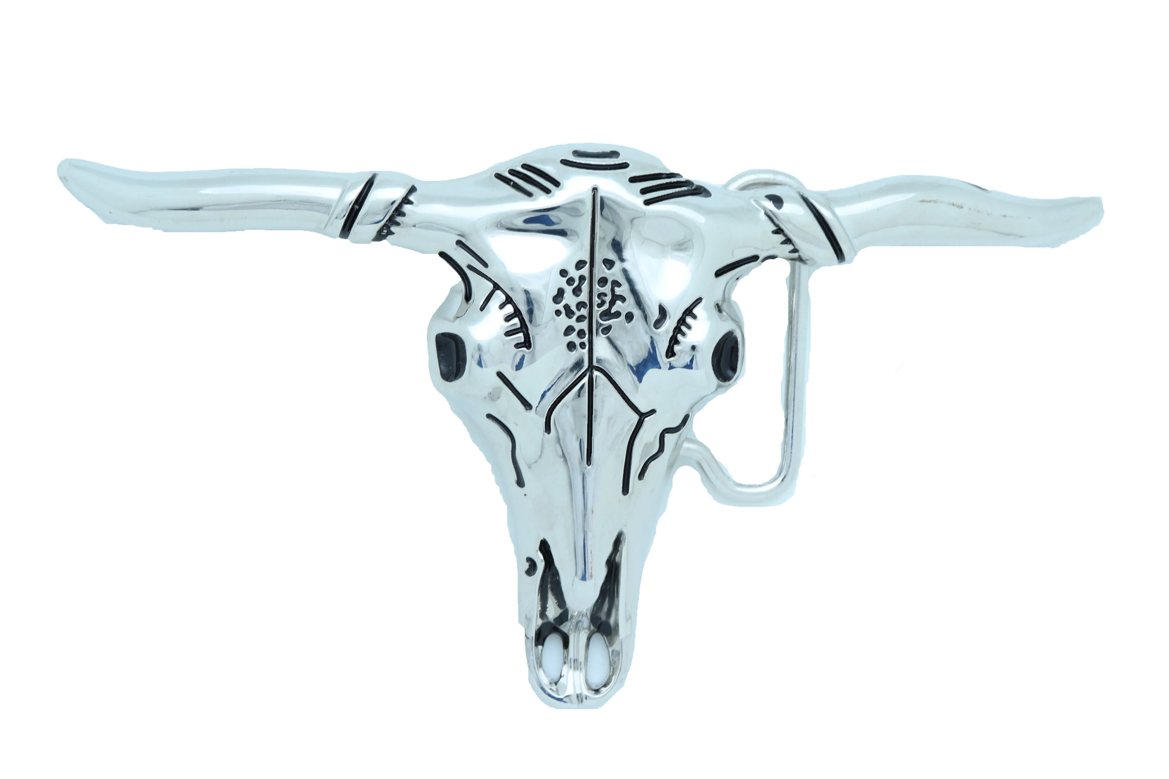 Texas Longhorn Skull Metal Belt Buckle