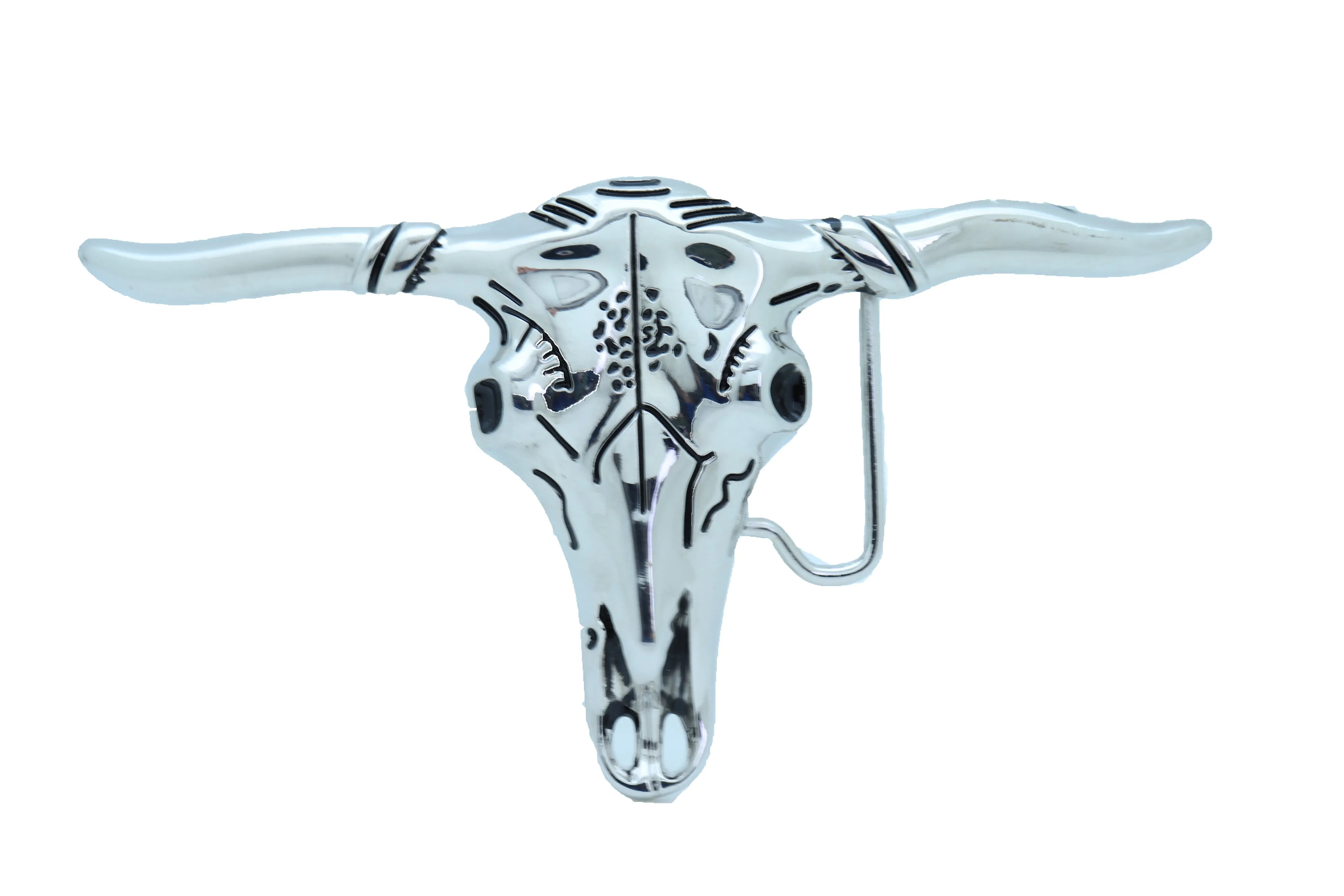Texas Longhorn Skull Metal Belt Buckle