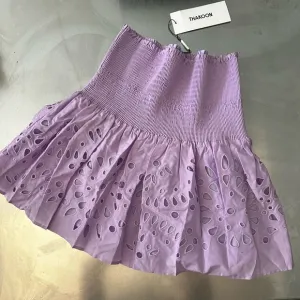 Thakoon lined eyelet smocked mini skirt, lilac, size 4