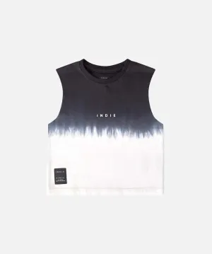 The Indie Acid Dip Muscle Tee - Navy White