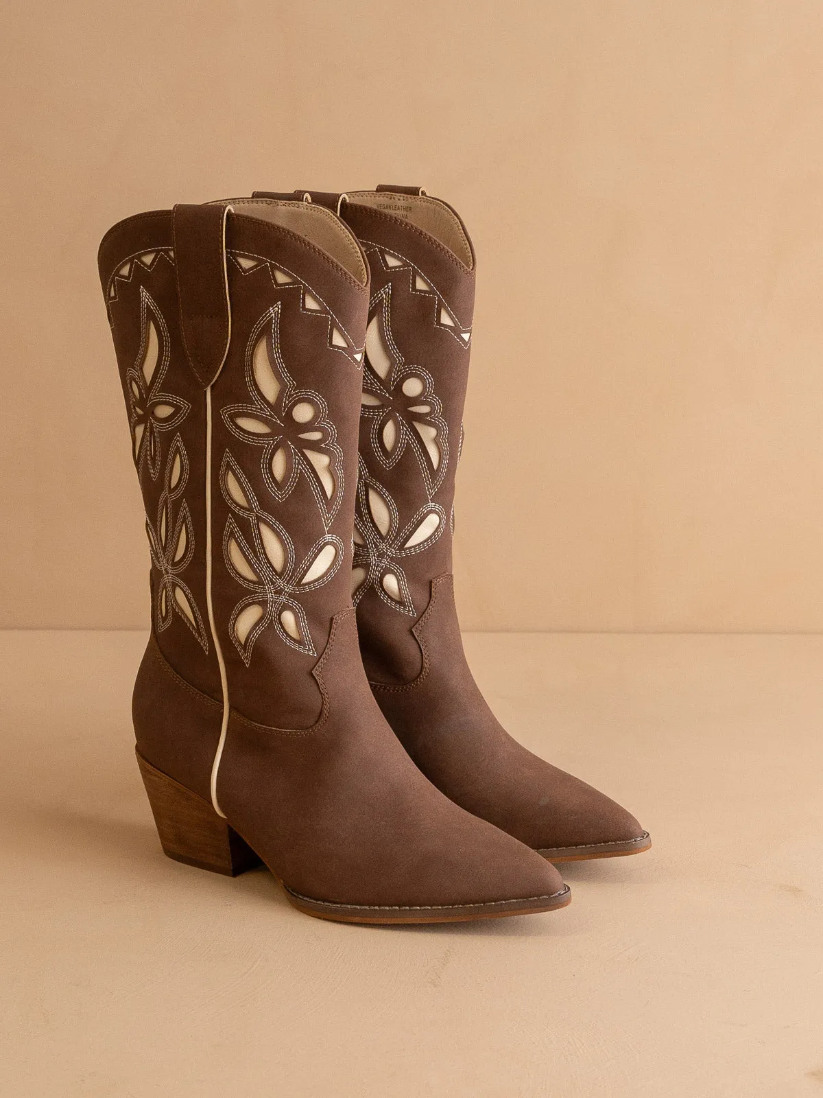 The Zinnia | Cocoa Laser Cut Western Boot