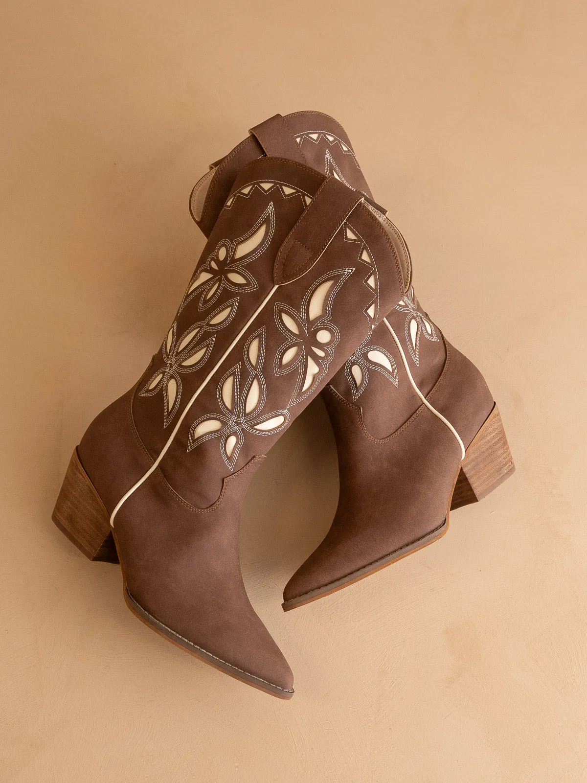 The Zinnia | Cocoa Laser Cut Western Boot