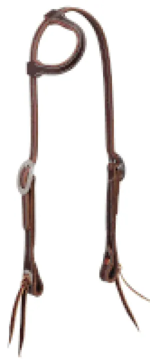 TK10-0671 Headstall Sliding Ear "Plain White Stitch"