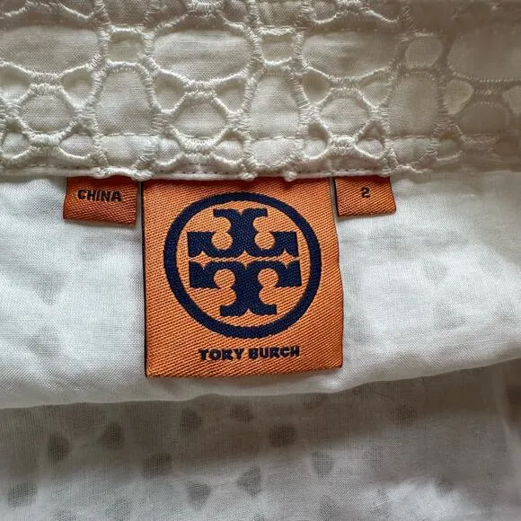 Tory Burch white eyelet lace mini skirt size 2