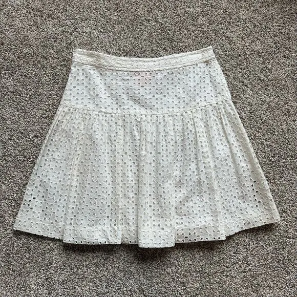 Tory Burch white eyelet lace mini skirt size 2